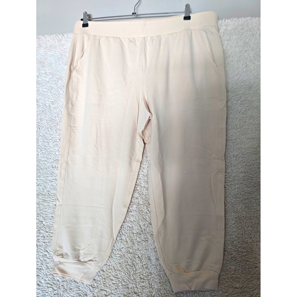 AnyBody Women's Beige Knit Jogger Pants XL Slim Tapered Leg Stretch Pull On